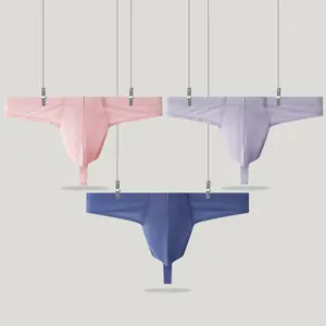 Men's Underwear Ice Silk Seamless Solid Color Thongs