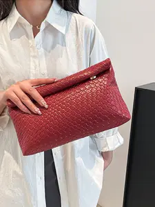 Women's Elegant PU Leather Envelope Evening Clutch, Large Capacity Magnetic Closure, Plain Design for Parties, Travel, Shopping, All Seasons