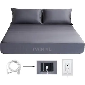 Grounding Sheet Twin XL Grounding Fitted Sheet, Cotton + Silver Fiber, Grounded Sheet Earth Connected Bed Sheet (39"x80"x14",Grey)