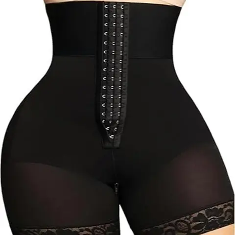 Women's High-Waist Elastane Retro Vintage Lace Trim Shapewear Shorts - Strapless, Slimming, Firm Tummy Control, Butt-Lifting Compression Faja for Daily Wear, Wedding Underwear (Birthday, New Year Use)