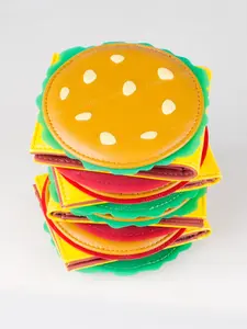 Cute Hamburger Shaped Bifold Wallet, Colorblock Card Holder, Fashionable Moneybag for Women & Girls, Casual Trendy Versatile High-quality Daily Wallet, Pu Leather Wallet