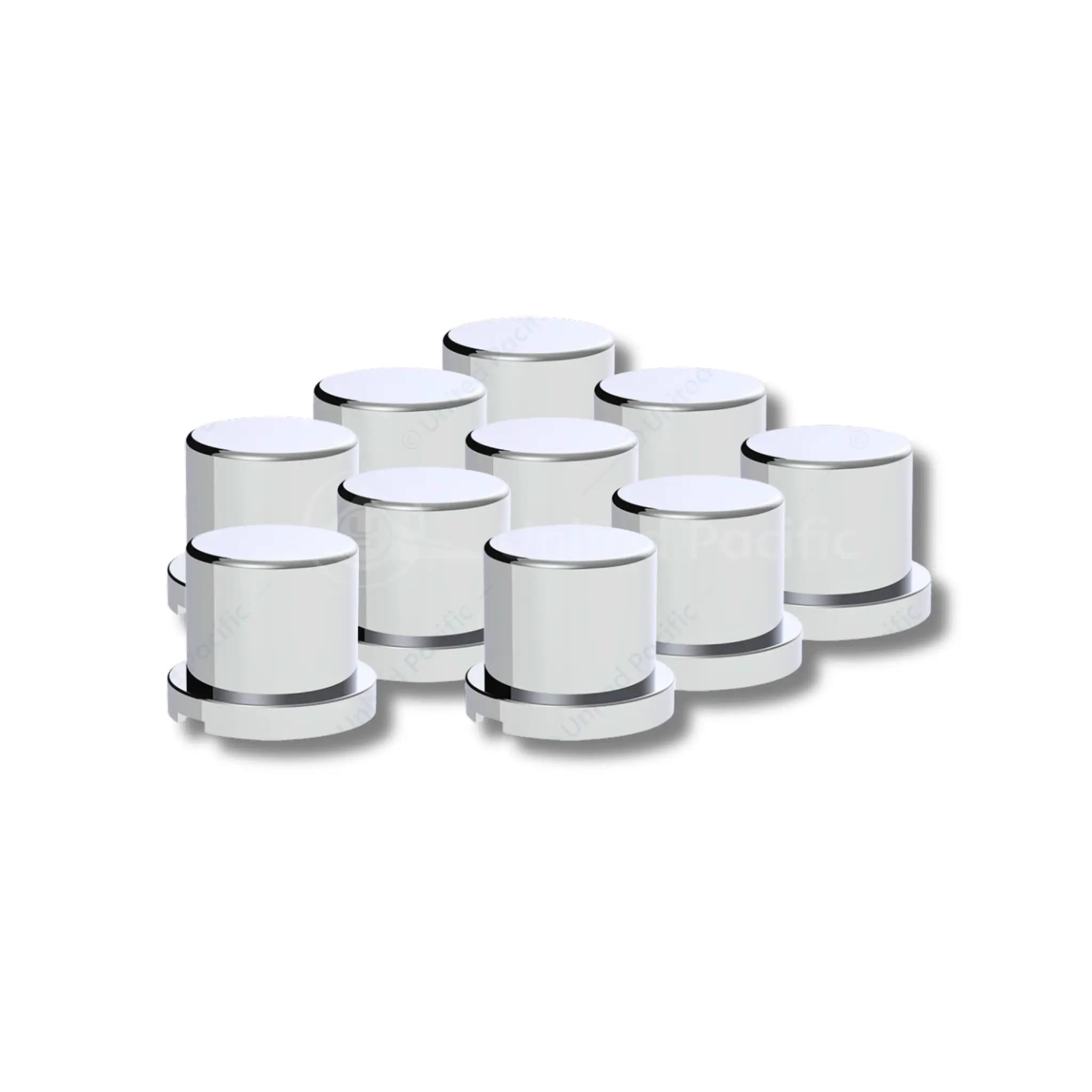 United Pacific-10 pack 15/16" x 1-3/16" Chrome Plastic Flat Top Nut Covers - Push-On