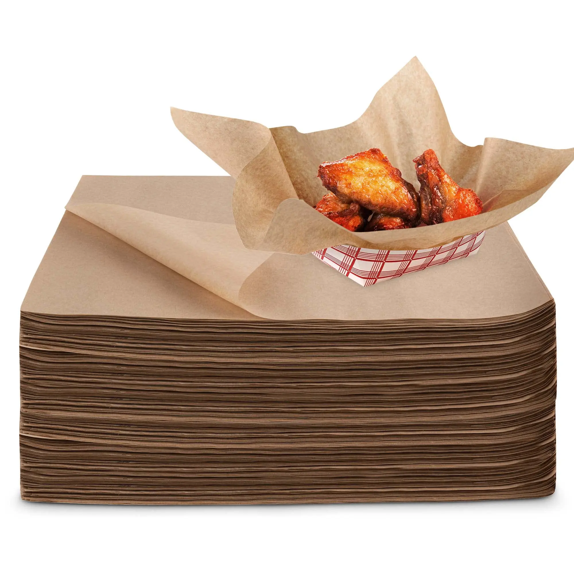 12” Deli Squares (250 Pack) - Natural Kraft Deli Papers - Greaseproof Liners for Food Boats - Pre Cut Deli Sandwich Wrappers - Food Basket Sheets for BBQ, Picnic, Festival, Fair - Stock Your Home