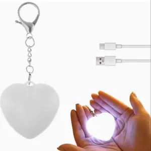 Heart-Shaped Bag Light Keychain, Bag Charms, Touch Control LED Lamp, Portable USB PD Rechargeable, Eco-Friendly, Hanging or Placing Inside Bags