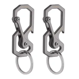 Tibitdeer Titanium Carabiner Keychain Organizer – Heavy Duty EDC Key Clip with Bottle Opener, Multifunctional Titanium Key Chain for Men Car Keys, Cool Everyday Carry Accessories