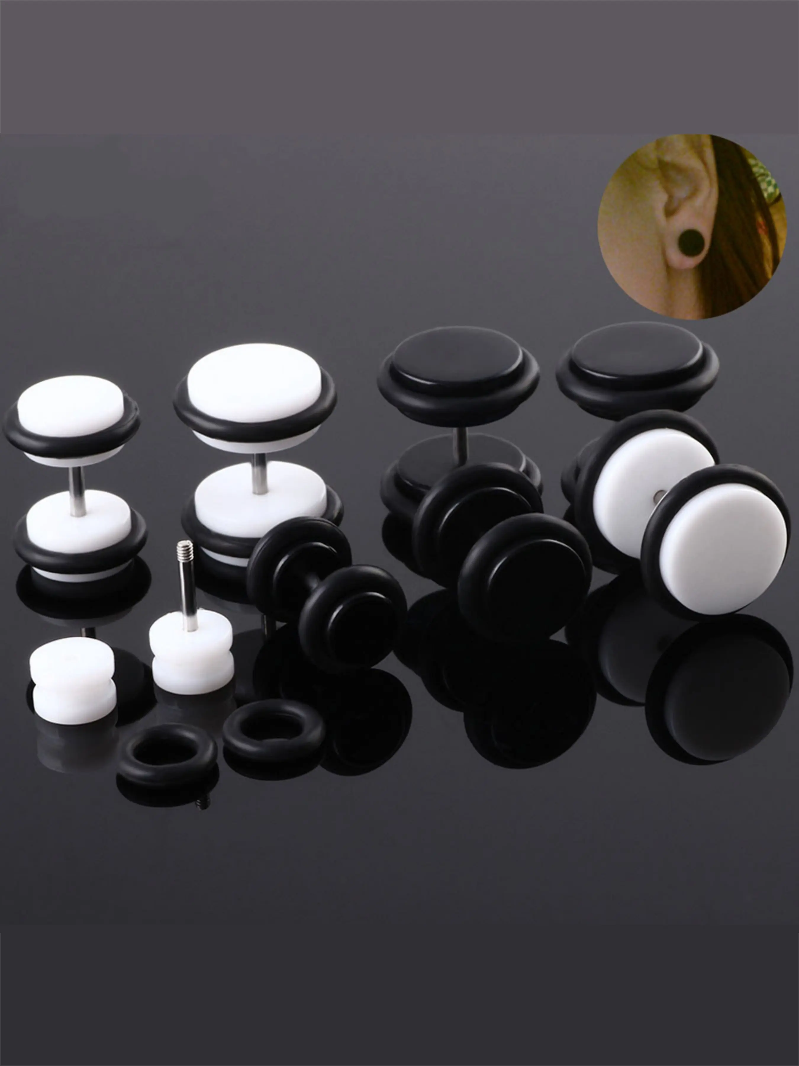 2PCS Acrylic Fake Cheater Ear Plugs and Tunnels Ear Plug Piercing Earring Gauges Cheaters Stretcher Body Jewelry Piercings
