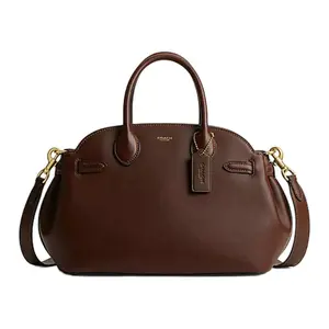 Coach Empire 28 Leather Logo Zipper Tote Bag for Women in Maple Color