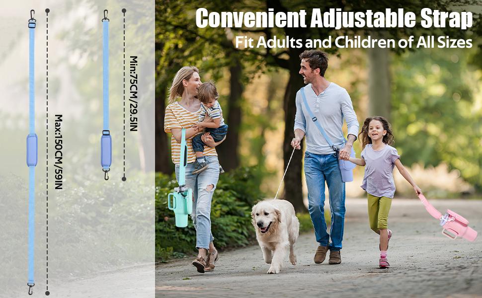 Slok Water Bottle Carrier Bag, Compatible With 40oz Tumbler With Handle, Modern Water Bottle Holder With Simple Adjustable Strap For Outdoor Walking Hiking Travelling Sports-Blue Purple