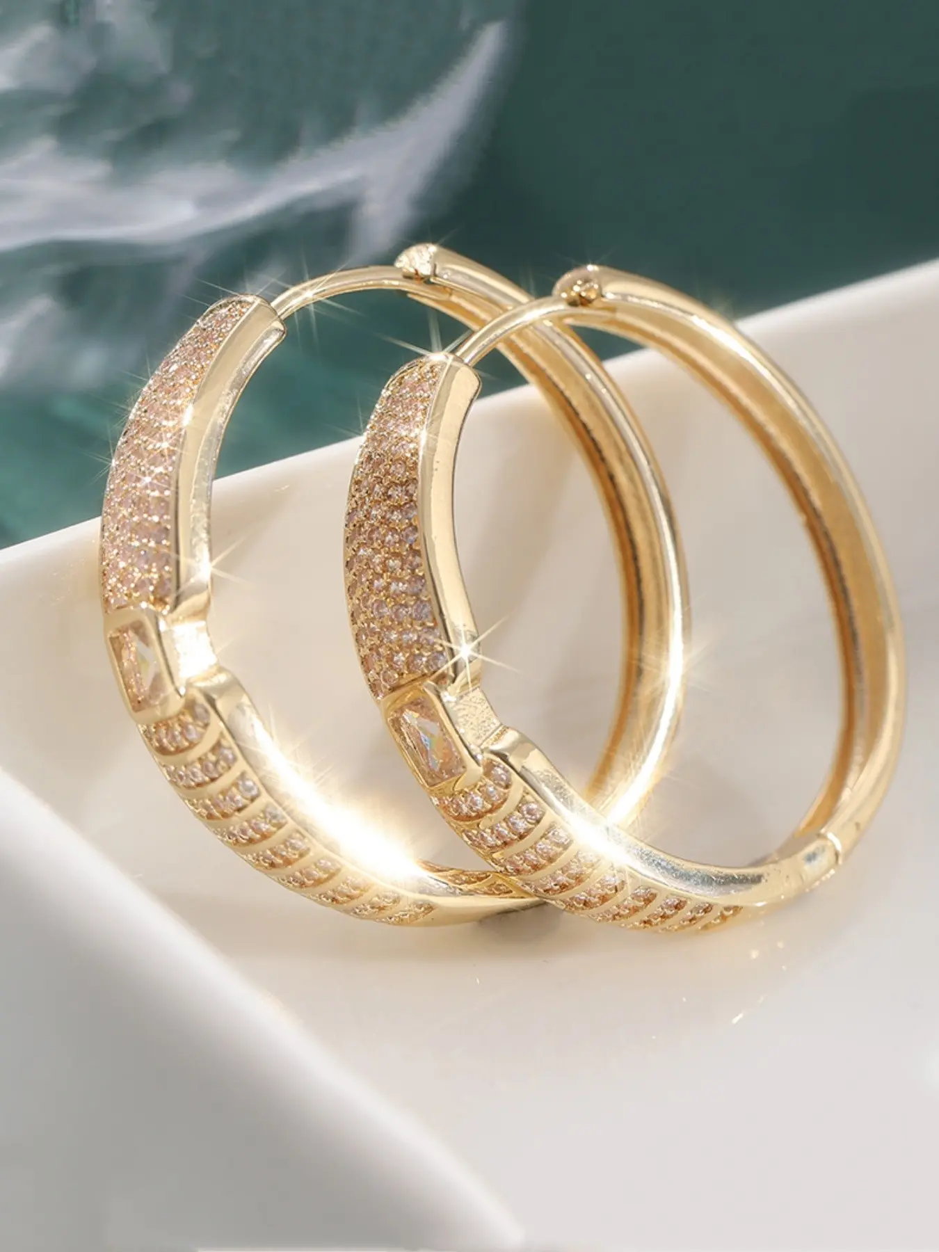 Elegant Luxury Synthetic Zircon Copper Earrings, Women's Festival Banquet Accessories, Perfect Birthday and Christmas Gift