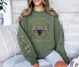 Velaris Sleeve Printed Sweatshirt and Hoodie, A Court of Thorns And Roses Sweatshirt, Acotar Sweatshirt
