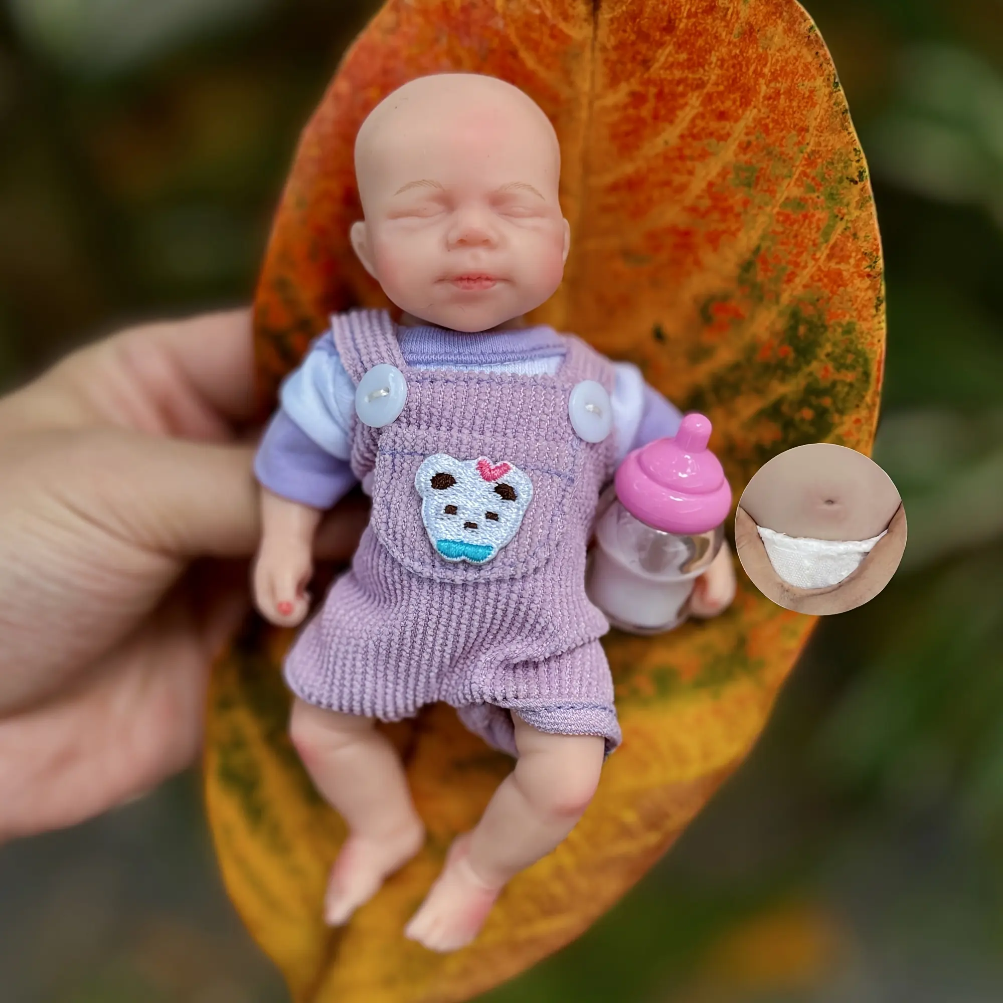 15 cm (6 Inches) Manual Realistic Handmade Solid Silicone Baby Girl Reborn Doll, 3D Painted Skin with Lifelike Veins, Full Body Soft, 0.15kg, Bottle-Compatible, Changeable Clothes, Birthday Gift (Toys & Hobbies Specialty DIY Supply), Reborn Baby Doll, Aro