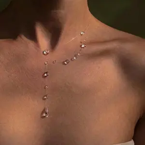 Minimalist Imitation Water Drop Dripped Dewdrops Clavicle Chain Niche Ins Creative Necklace Women Fashion Jewelry