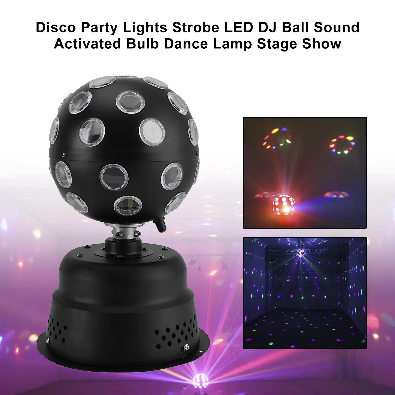 Areyourshop Sound-Activated LED Strobe Disco Ball Bulb, Led Lighted Multicolor Music Sync Club Light for Dance Parties, Stage Shows, Multicolor Led Lighting