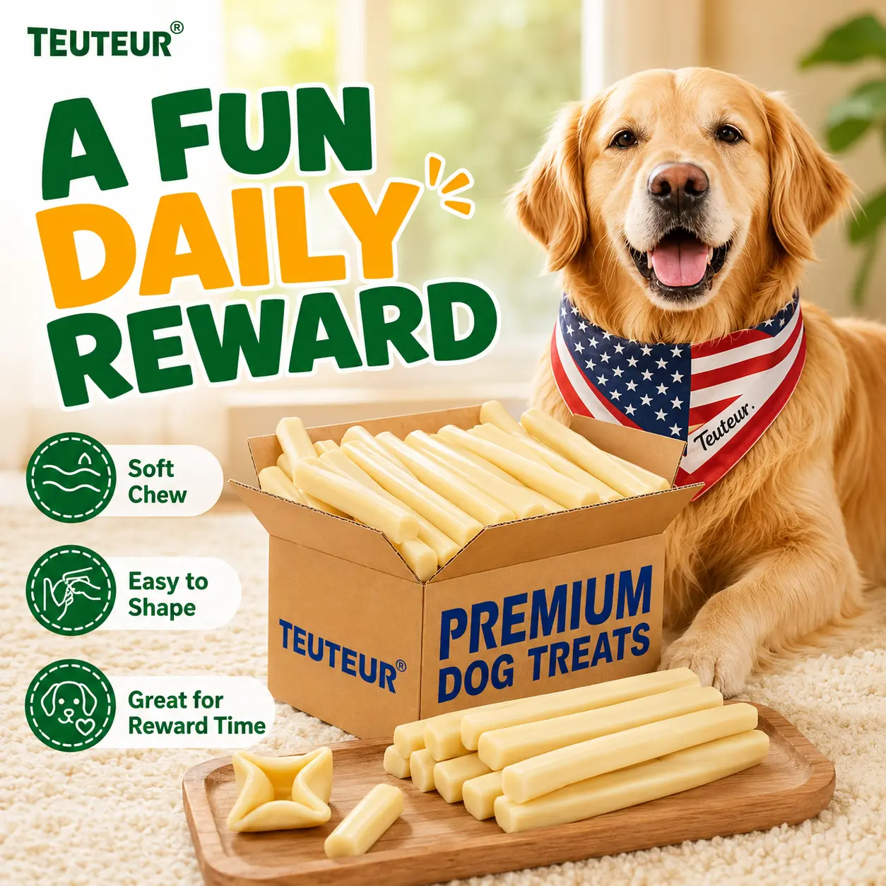 High Probiotics Cheese Base Dog Treat Sticks for Small Breed Dogs, Soft Chew Puppy Training Rewards, Easy Digestion Healthy Gut Daily Snacks