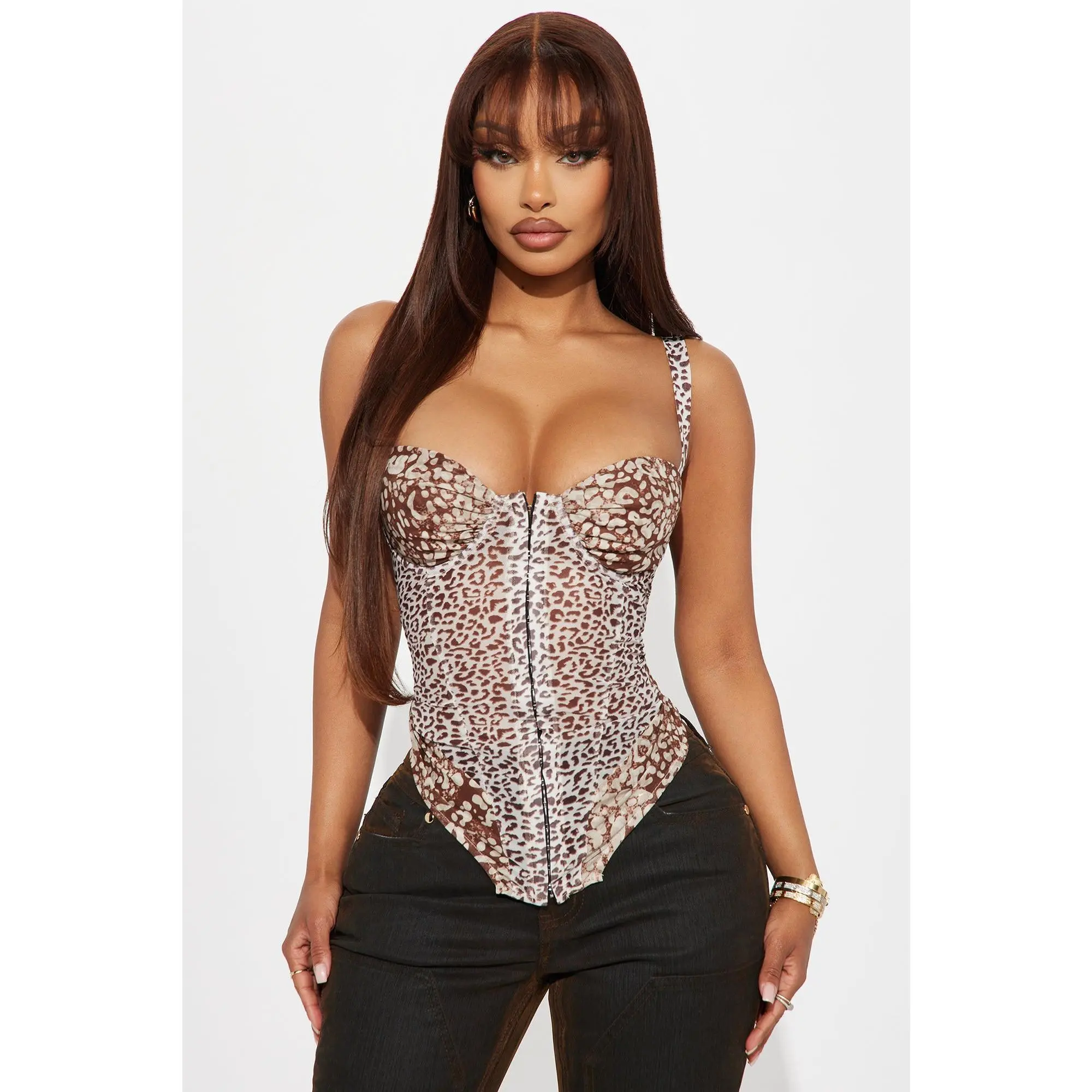 Caught Feelings Leopard Corset Top - Leopard