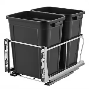2 x 10 Gallon Under Cabinet Pull Out Trash Can, Under Sink Waste & Recycling Combo with Soft-Close Slides for Kitchen Laundry, Fits 18" W x 24" D Cabinet Opening