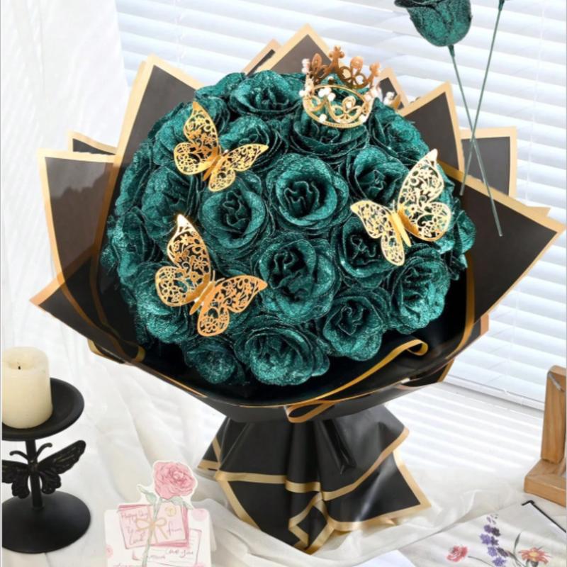 MEHELANY Sparkling Rose Bouquet – 20 Artificial Roses for Gifts & Home Décor