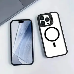 Magsafe Phone Case for iPhone 17 16 15 14 13 12Pro Max with Magnetic MagSafe Charging, Camera Lens Protector & Clear Acrylic Transparent Design Wireless Smartphone Cover Casing