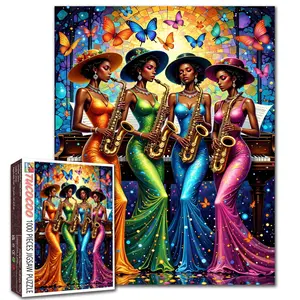 Tucocoo African Jazz Divas 1000 Pieces Jigsaw Puzzle, home game, stress relief, brain training, challenging, wall decor, gift idea, 27.56x19.69inch(70x50cm)