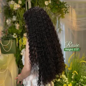 [Luxury Queen Series] FF WIG Deep Wave Raw Human Hair Glueless Wig 26 30 Inches 9*6 Pre-Cut HD Lace 250% Density Natural Black Wear Go Wig with Special Drawstring #FFWIG