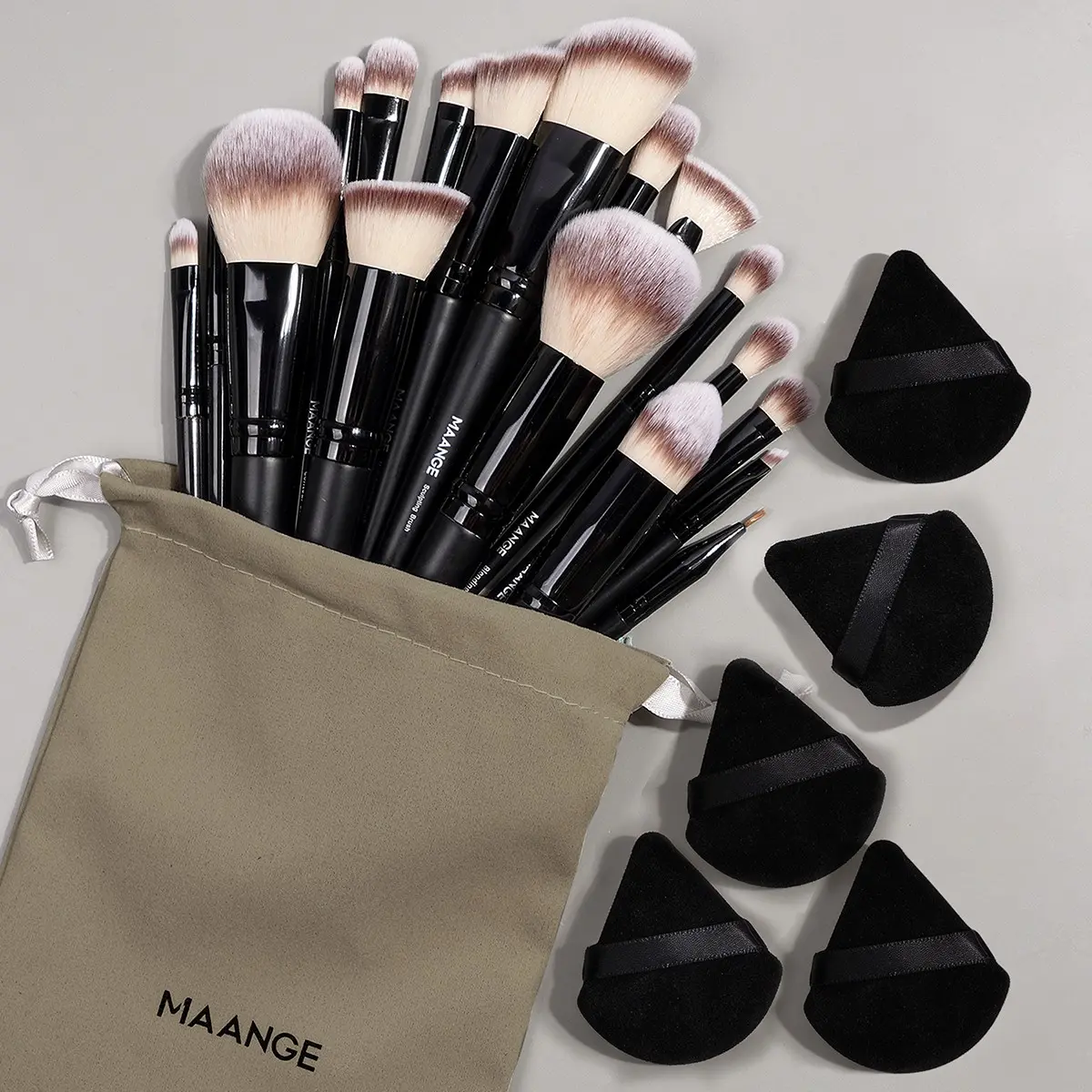 Maange 24-Piece Makeup Tool Set, Makeup Tools Set, Cosmetic Tools, Includes 18 Brushes, 5 Puffies, Storage Bag, Foundation Brush, Blush Brush, Powder Brush, Concealer Brush, Eyeshadow Brush, Beginner Friendly