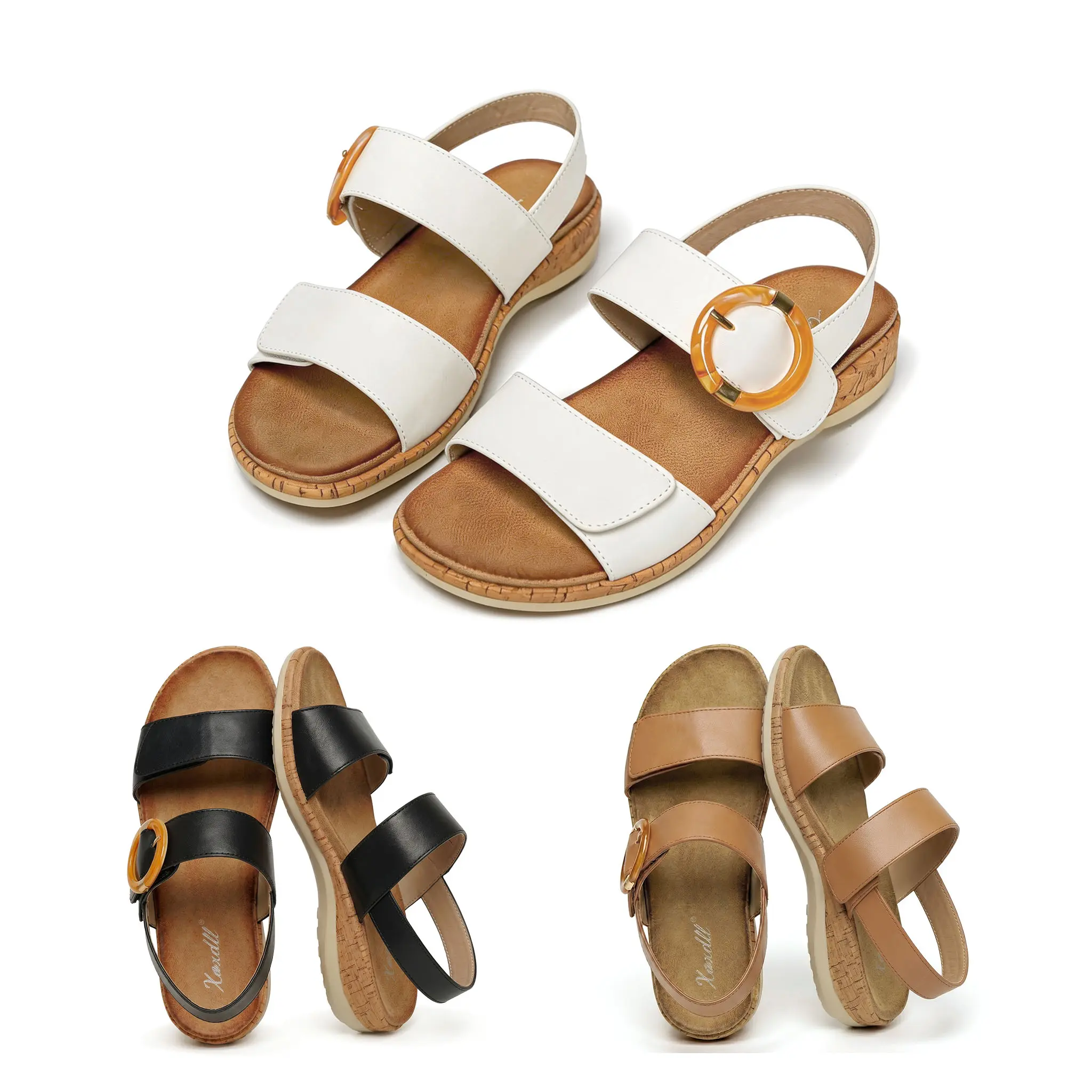 Women's Fashion Solid Color Flat Arch Support Open-Toe Sandals ,Casual Comfortable Open-Toe Sandals for Daily Wear, Summer Lightweight and Breathable for Women & Girls