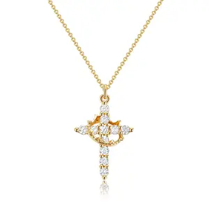 Cross & Crown Pendant Necklace Waterproof & Sweatproof No Fading Perfect Birthday Gift for Her, stylish accessory
