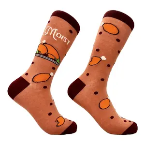 Men's Moist Socks Funny Thanksgiving Turkey Dinner Novelty Joke Footwear Funny Graphic Socks Comfortable Fitted Spandex Cotton