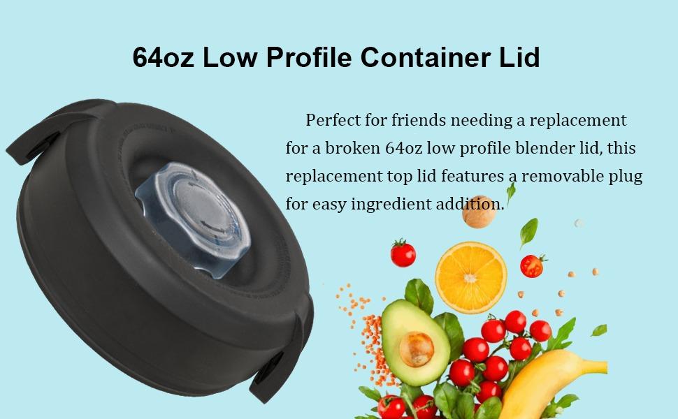 Blender Lid Replacement, 64 oz Low-Profile Container Lid Replace for Pro 750 Series Blender Cover, Rubber Blender Lid for 64oz Container Pitcher Jar Cup Top