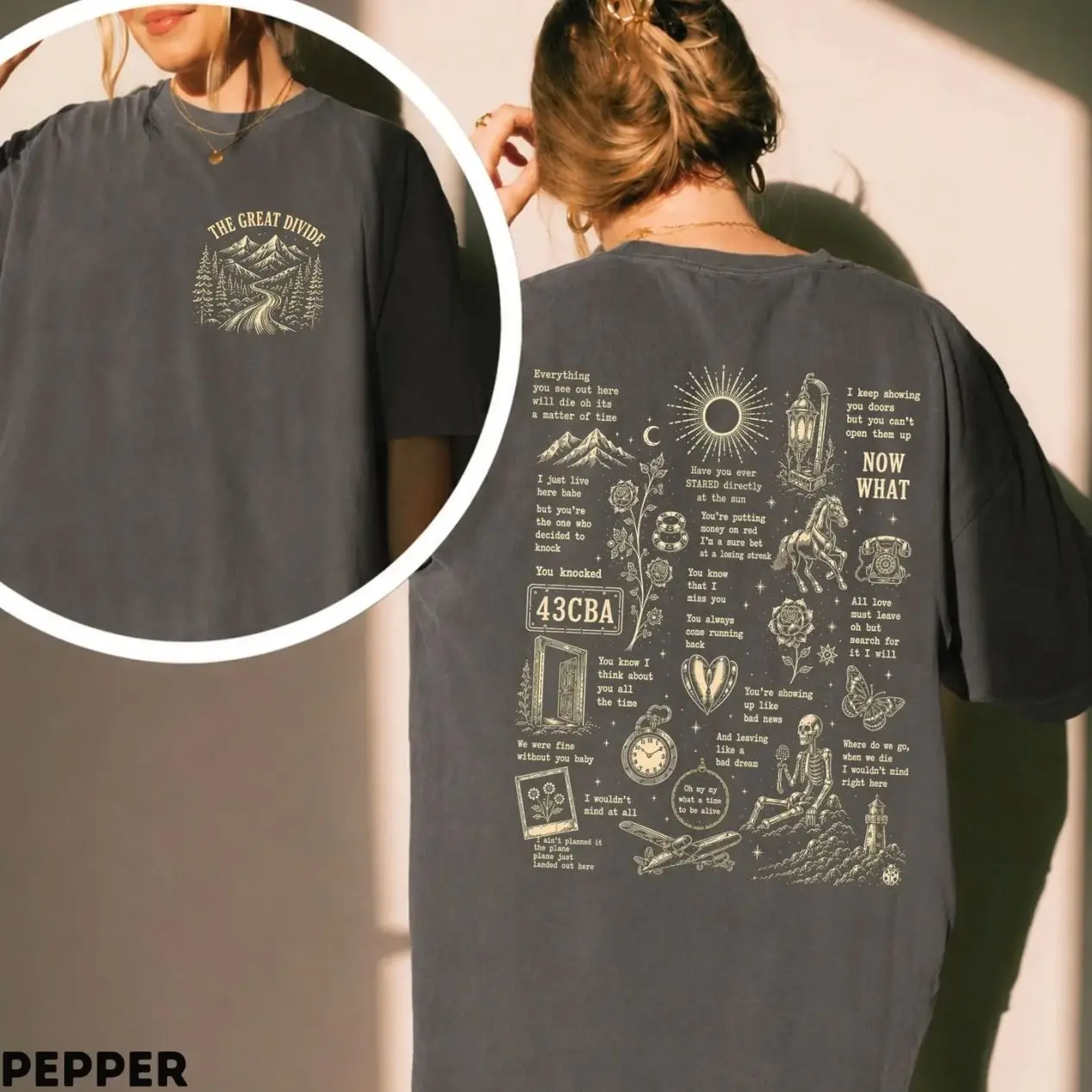 Unisex #Divide 26 T-shirt, Double Sided DTG Printed Comfort Colors Tee, Vintage Folk Americana Graphic Shirt, Indie Music Fan Gift XHM