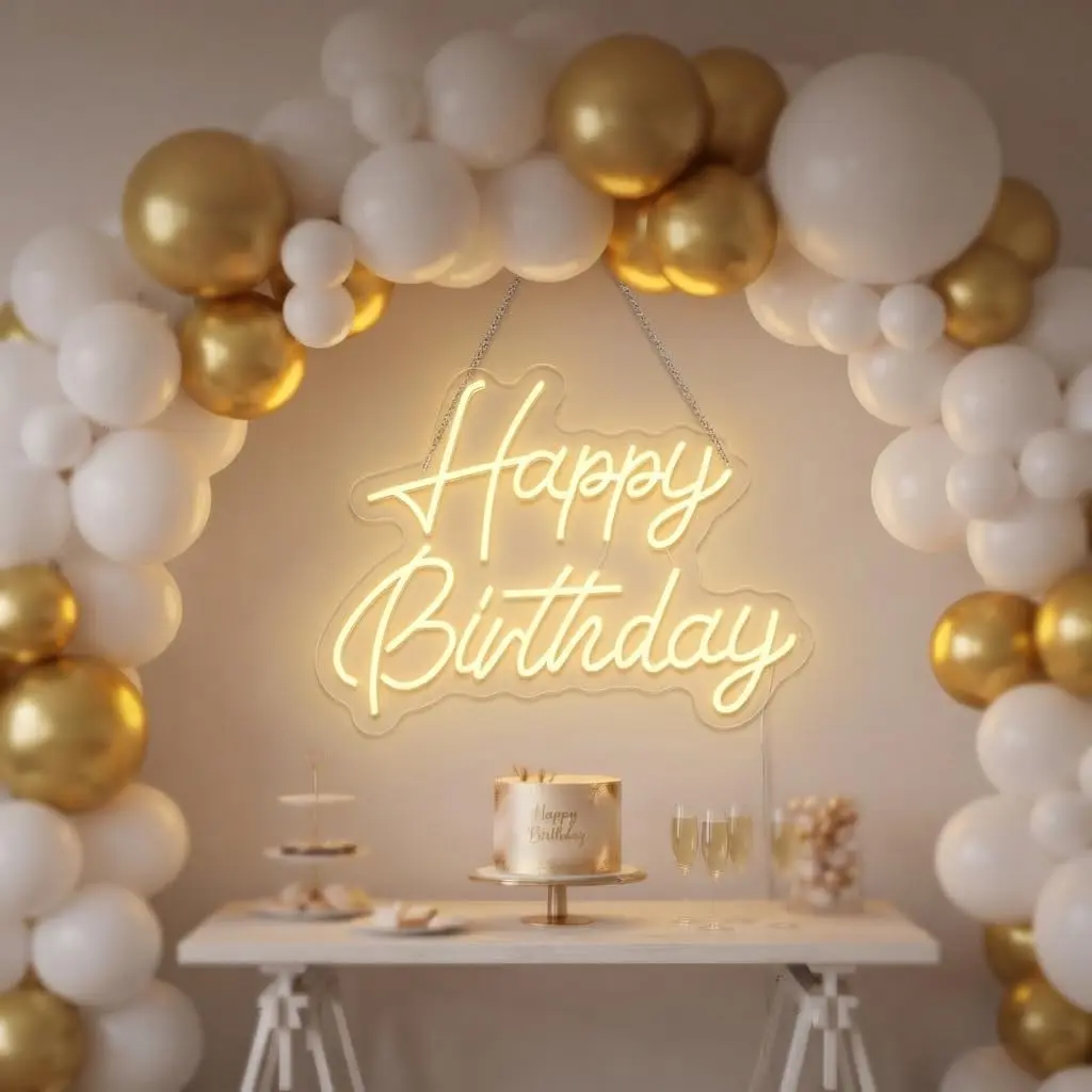Happy Birthday Neon Sign for Wall Decor, LED Happy Birthday Light Up Sign, Dimmable LED Birthday Neon Light for Birthday Party Decorations Backdrop