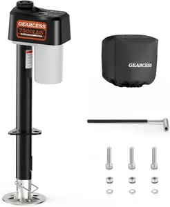 Upgraded Electric Trailer Jack to 7500 LBS, RV Electric Tongue Jack with Built-in Spirit Level for Travel Trailer, 10.24-33.46 Inch Extended, IP65 Waterproof Buttons, w/Waterproof Protective Cover