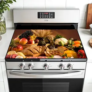 Non-Slip Rubber Oven Mat with Vegetable Fruit Design, Kitchen Stove Protector, Multi-Purpose Cover for Ovens, Washing Machines, Dryers