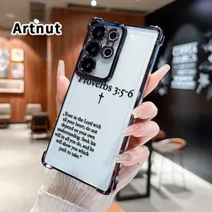 Biblical Trusting Verse Pattern Phone Case Compatible with Samsung Galaxy S23 Ultra S24 Plus S25 S22+ FE Edge Electroplated Four-Corner Anti-Fall Protection Cellphone Cover