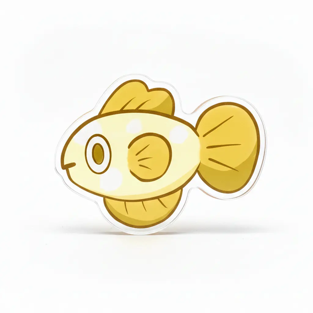 Fish Yellow Token | Acrylic Game Tokens – 0.75" | Double-Sided Print