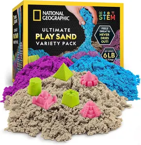 6 Lb. Moon Sand Combo Pack - 2 Lbs. Each of Blue, Purple and Natural Play Sand with Castle Molds - A Fun No Mess Sensory Activity (Amazon Exclusive)