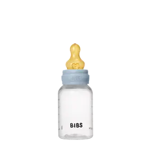 BIBS Baby BPA-Free PP Bottle Set 5oz with Natural Rubber Latex Nipple - Baby Blue