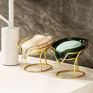 Leaf Shaped Soap Dish with Stand, 1 Count Soap Drain Storage Rack, Soap Dish Holder for Kitchen and Bathroom, Soap Tray