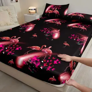 3-Piece Bird Print Bedding Set, Soft Fashionable Bedroom or Guest Room Quilt Cover - Includes 1 Fitted Sheet + 2 Pillowcases (no Inner Core)