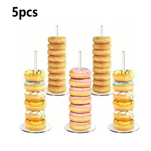 5-Piece Multi-Layer Acrylic Donut Display Rack, Durable Base, Stackable, Ideal for Parties, Holidays, Birthdays, New Year Celebrations