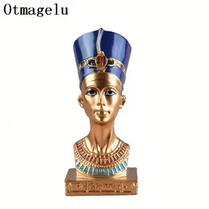 1pc, Ancient Egyptian Pharaoh Queen Sculpture Ornament Resin Figurine Statue Miniatures Home Furnishing Office Decoration Room Brown-1