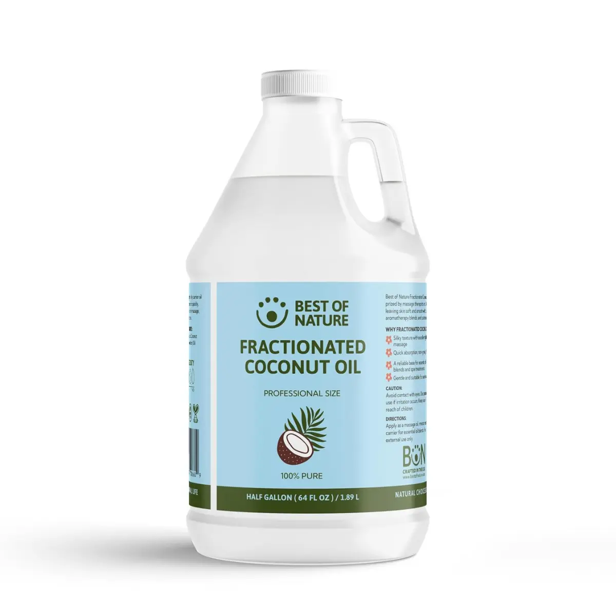 Best of Nature 64 fl oz Pure Unscented Fractionated Coconut Oil - Liquid MCT Carrier Oil for Massage Therapy, Skin Moisturizing & Hair Care (Beauty & Personal Care Body Massage Solution)