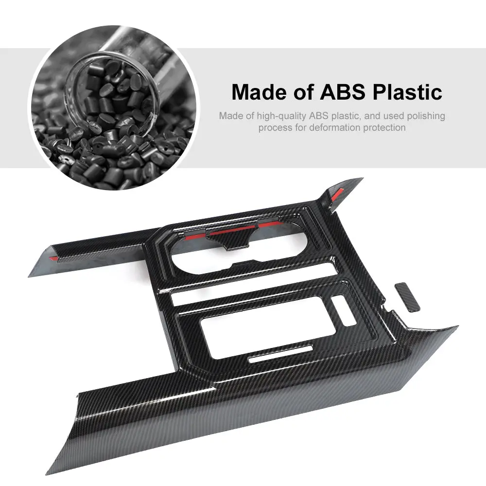 Carbon Fiber Look ABS Plastic Gear Shift Control Panel & Cup Holder Cover Trim, Adhesive Decals, Cars Accessories for 2015-2020 Ford F150 Car Interior