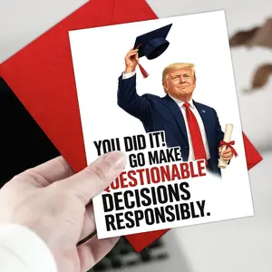 Personalized Trump MAGA Graduation Card with 5x7 Size, No Personalized Message Option, Red Envelope (Office Stationery Card)