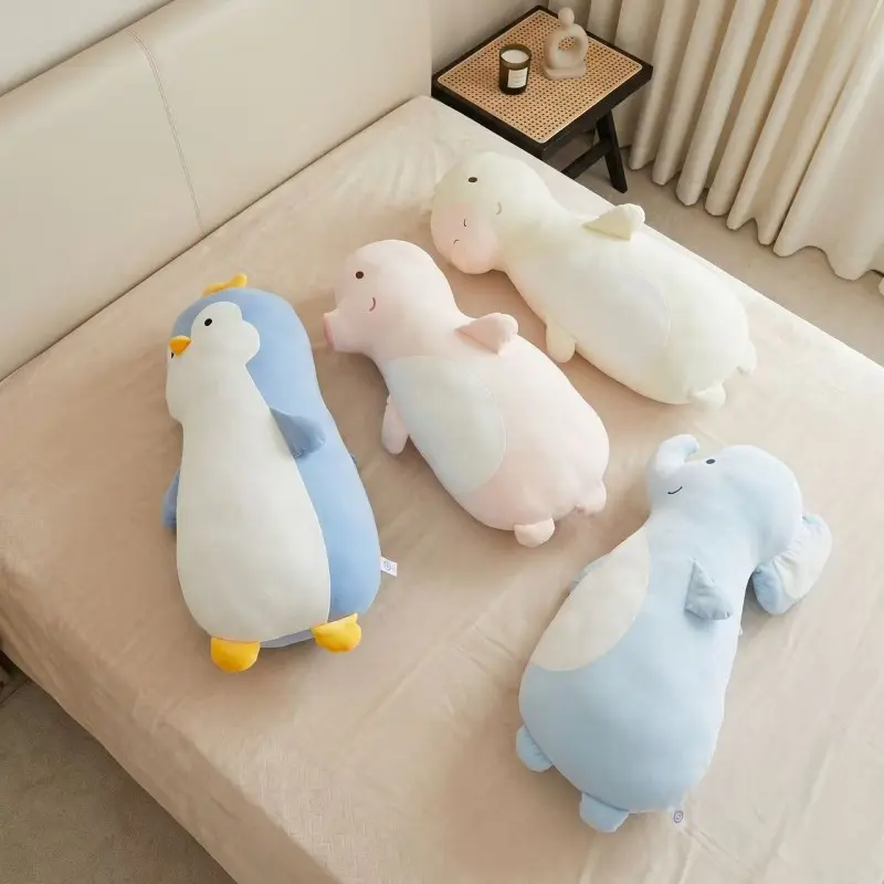 Soft, soothing animal long hugging pillow | Elephant / Piglet / Penguin — sleep companion, cute little elephant plush