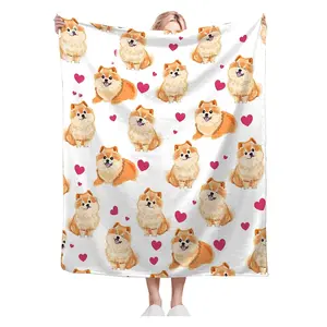 Pomeranian Gifts and Decor - Cute Dog Throw Blanket for Girls, Women, Kids, Adults - Soft, Warm, Cozy Fleece Blanket for Couch, Sofa, Bed - 50"x40", Cozy All-Season Blanket Christmas New Year Gift
