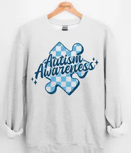 Autism Awareness Checkered Puzzle Piece Graphic Top