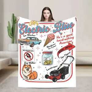 Benson Boone Mr Electric Blue Moonbeam Ice Cream Knitted Blankets Flannel Throw Blanket for Bedding Couch Bedroom Quilt