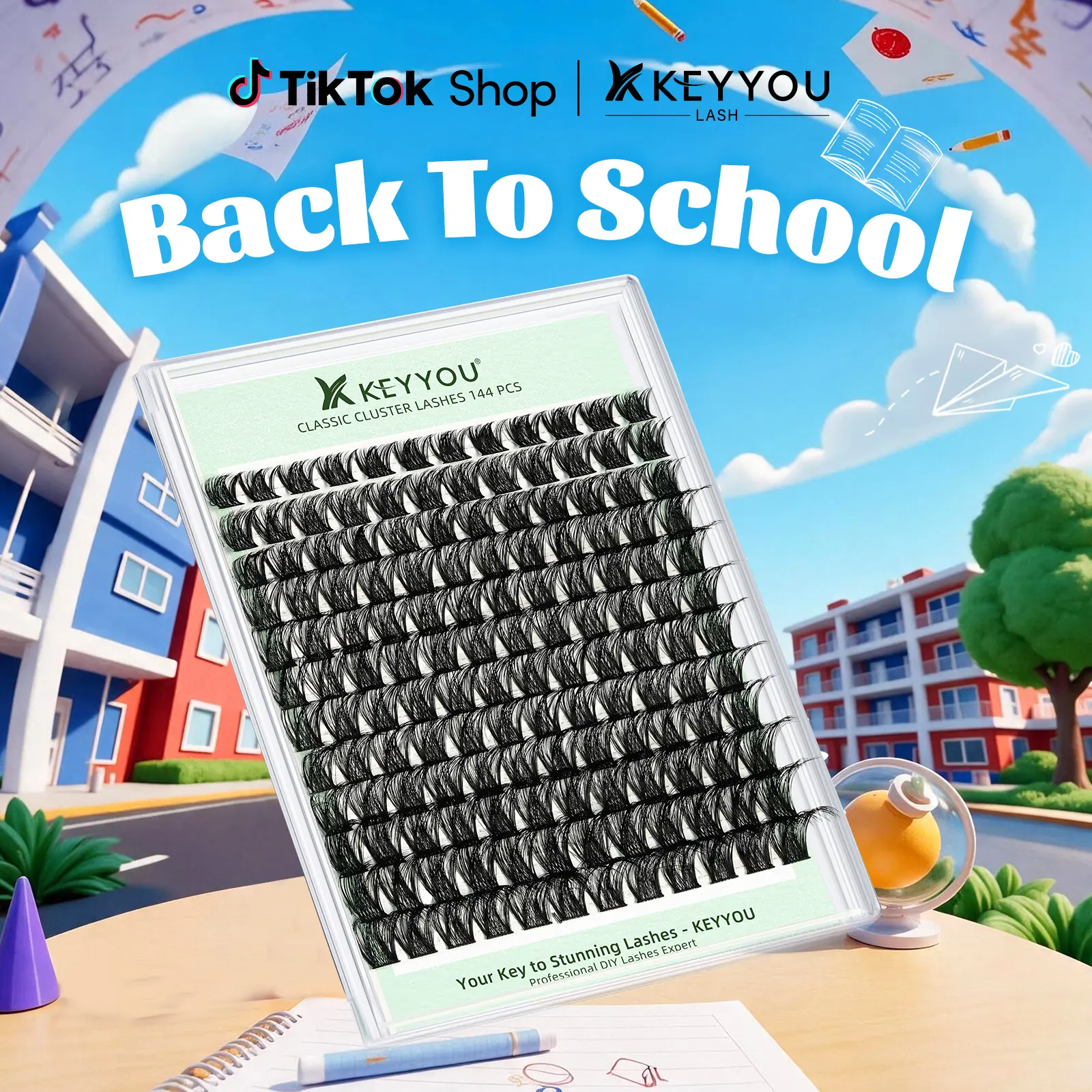 KEYYOU DIY Lash Clusters Volume Lash Extensions Wispy Comfortable Cluster Lashes Eyelash Extensions Makeup Cosmetic Easy DIY at Home #BackToSchool