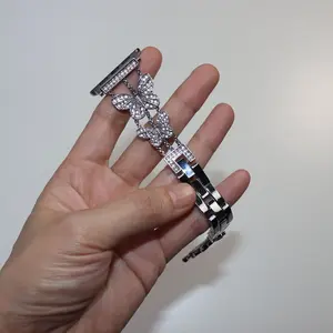 Fashion Butterfly Bling Band for Apple Watch 38mm 40mm 41mm 42mm – Iced Out Rhinestone Metal Strap, Sparkly Feminine Replacement Wristband, Lovely Holiday Gift Choice for Series 10/11 [Watch NOT Included]